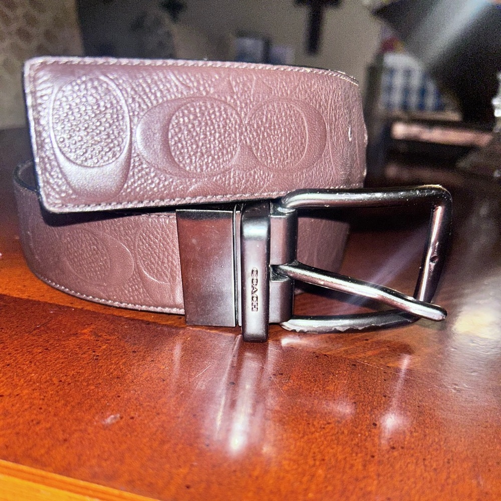 Coach Brown Leather Belt with Silver Buckle